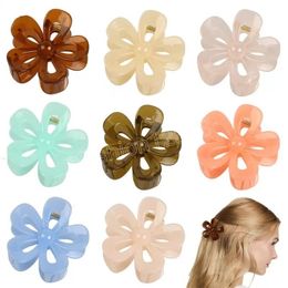 Longueur 7 CM Gelée Couleur Fleur Forme Pince Femmes Queue De Cheval Chouchous Moyen Cheveux Griffe Clip Plante En Plastique Épingles À Cheveux Laver Coiffe Accessoires