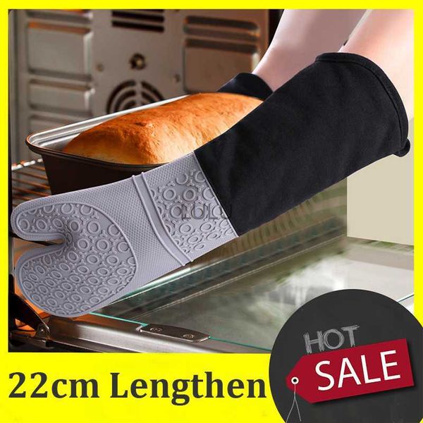 Allonger les gants en silicone de coton couleur bonbon gants résistants à la chaleur mitaines de four à micro-ondes porte-casseroles antidérapants pour la cuisson de cuisine HKD230828