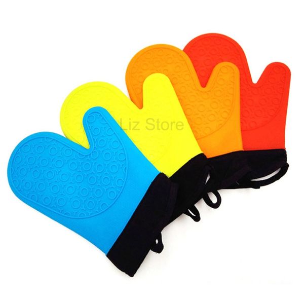 Guantes de silicona para horno alargados para cocinar, guantes de aislamiento térmico para hornear, guantes antiescaldados para cocina, impermeables, antideslizantes, para agarraderas, TH0489