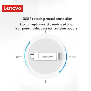 Lenovo 2TB Drive flash 2 en 1 pendrive haute vitesse 128 Go 256 Go 512 Go 1TB USB 3.0 Type-C Stick USB imperméable OTG Mémoire USB