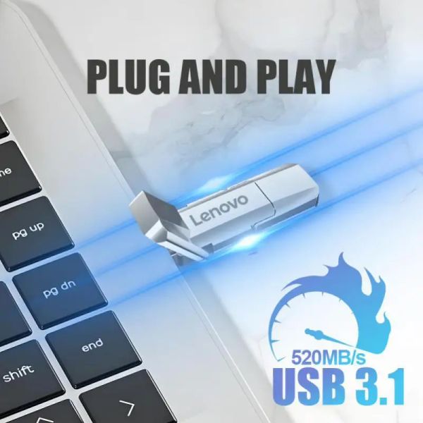 Lenovo USB C Drank Flash 1TB USB 3.1 128GB Memoria Flash USB 2TB Pendrive 512GB Stick USB de alta velocidad para laptop/teléfono Adroid