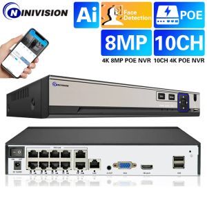 Lens 10ch Poe NVR H.265 XMEYE 4K 10Channel Enregistreur vidéo avec détection audio Out ONVIF P2P pour Poe 8MP 5MP Surveillance IP Camera