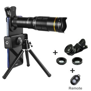 Lente 32x Telescopio Lente 4K HD Cámara de teléfono de teleobjetivo universal para teléfono inteligente 4in1 El kit de lente de pez granja de 4 pulgadas incluye trípode incluye trípode