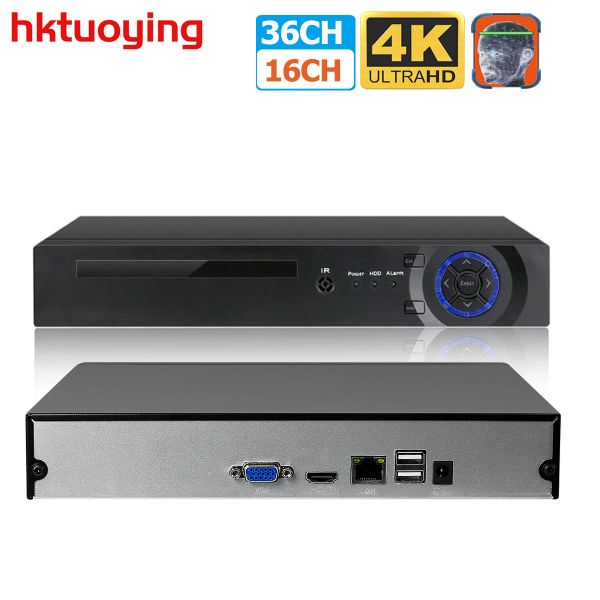 Lens 36ch 16ch 4k 8.0MP H.265 Réseau NVR Recorder pour HD 3MP 4MP 5MP POE IP CAME CAMERE FACE DECONTRE 802.3AF ONVIF 2.4