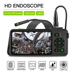 Lens 4.5 "IPS -scherm Industriële endoscoop Digitale boroscoopcamera HD1080P IP67 Waterdichte singleedual lens voor autopijpinspectie