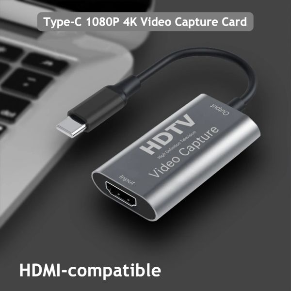 Lens 4K 1080p Typec Video Capture Card HDMICOMPATIBLE VIDEO SABER BOX Record pour MacBook PS4 Game Camera Recorder Streaming en direct