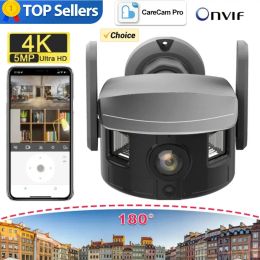 Lente 4K 5MP Camera 180 ° Salida de pantalla doble de gran angular, cámara impermeable IP67 al aire libre PTZ Control AP APLICACIÓN ADVERTENCIA Automática