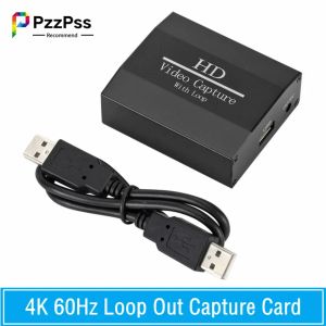 Lens 4K 60Hz Loop Out Hdmicompatbe Capture Card Audio Video opnameplaat Live Streaming USB 2.0 1080p Grabber voor PS4 -gamecamera