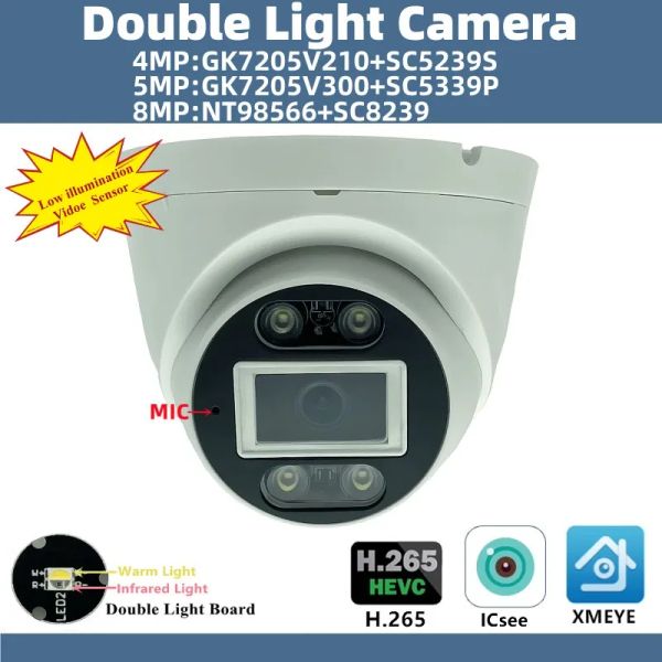 Lente 4K 8/5/4MP NT98566+SC8239 3840*2160 Doble luz Mic Mic IP Techo IP Camera Alerta inteligente XMEYE ONVIF IP66 NightVision