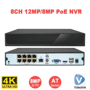 Lens 4K 8MP 30FPS POE NVR 8CH H.265 P2P ONVIF Réseau vidéo Recorder Human Detect pour la caméra IP Système de surveillance vidéo