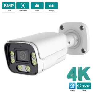 Lens 4K 8MP IP Camera 5MP Imperpation de caméra extérieure Détection du visage bidirectionnel Couleur audio Nightvision Home Surveillance Xmeye H.265