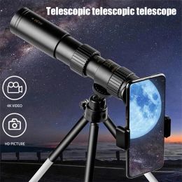 Lens 4K Télescope monoculaire professionnel 10300x40 Binoculaires puissantes avec support de tripodphone pour le télescope portable de voyage en camping