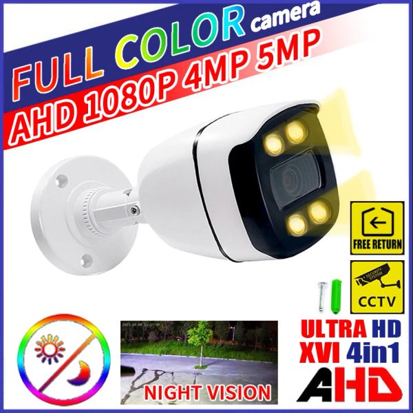 Lente 5MP 24H Visión nocturna a todo color CCTV AHD Camera 4MP 1080P HD Array Luminoso LED Digital H.265 Al aire libre iluminación impermeable