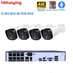 Lens 8ch 4k 8.0MP POE NVR CCTV Système Kit IP Camera P2P IR IP66 OUTDOOOR TEMPORD VIDEO VIDEO Sécurité de sécurité XMEYE