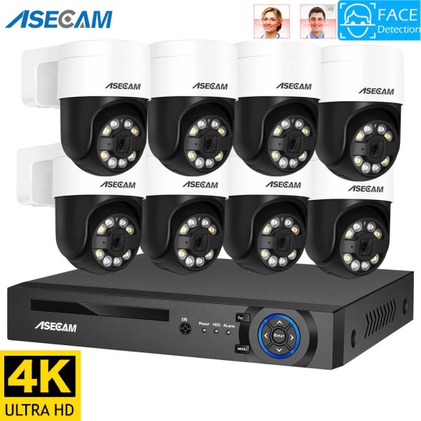 Lens 8MP 4K Face Detection Security Ptz IP Camera System Audio Poe Kit NVR CCTV