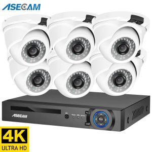 Lentille 8MP 4K Sécurité Caméra Système H.265 Poe NVR Kit CCTV ENSEMBLE DE CAME DE CAME DE SUPPRIMANCE VIDÉO METAL DOME EXTÉRIEL