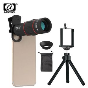 Lente APEXEL 18X Telescopio Zoom Lente Monocular Película móvil Lente de cámara para iPhone Samsung Smartphones para campamentos de caza