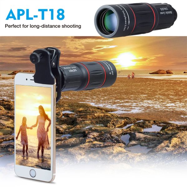 Lentille Apexel 18x Zoom Lens Far Distance Phone Mobile Phone Mobile Phone pour smartphone Universal iPhone Xiaomi Redmi Samsung Telefon Camera Lens