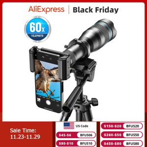 Lentille Apexel 60x Télescope mobile Télescope Lens astronomique Témisme de zoom avec un trépied extensible pour iPhone Samsung All Smartphone