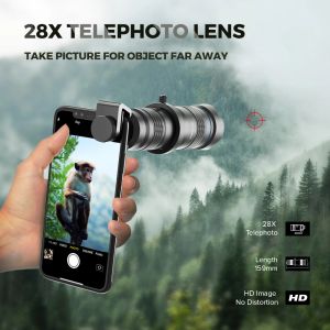 Lens Apexel HD 28x Telelene Zoom Lens Optische telefoon Lens Monoculaire met statief voor Huawei Xiaomi Alle smartphonejachtcamping