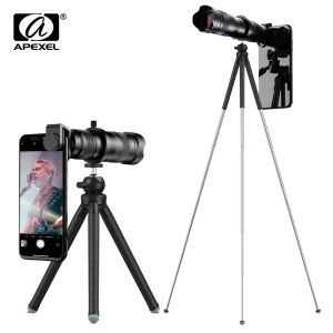 Lentille Apexel HD 60x Metal Teobearo Zoom Lens Télescope monoculaire Mobile Lens + Trépied extensible pour Xiaomi Huawei Tous les smartphones