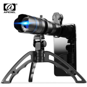 Lentille Apexel HD Metal 2040x Téléchothérapeutique zoom téléobjectif monocular Phone Phone Camera Lens + Mini Trépied pour Samsung iPhone Tous les smartphones