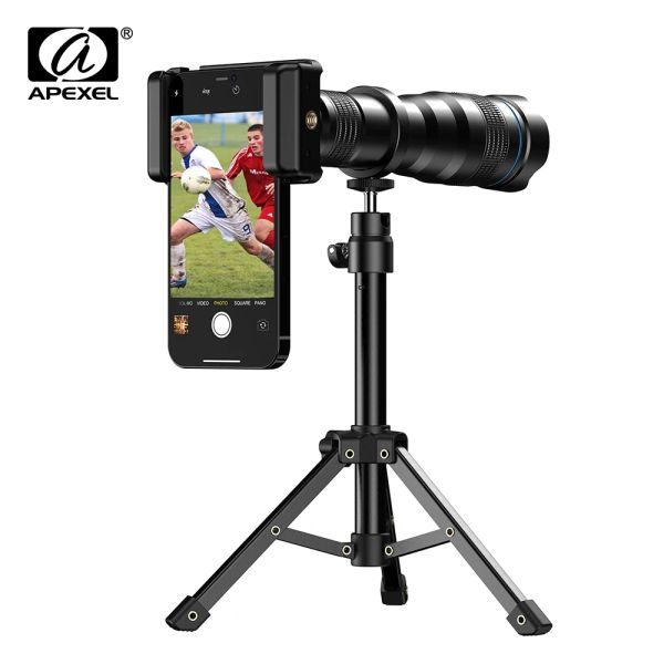 Lens Apexel New 36X téléobjectif Zoom Lens avec métal Tripod Universal Clip Telescope pour iPhone Samsung Shooting Birds Regarder Concert