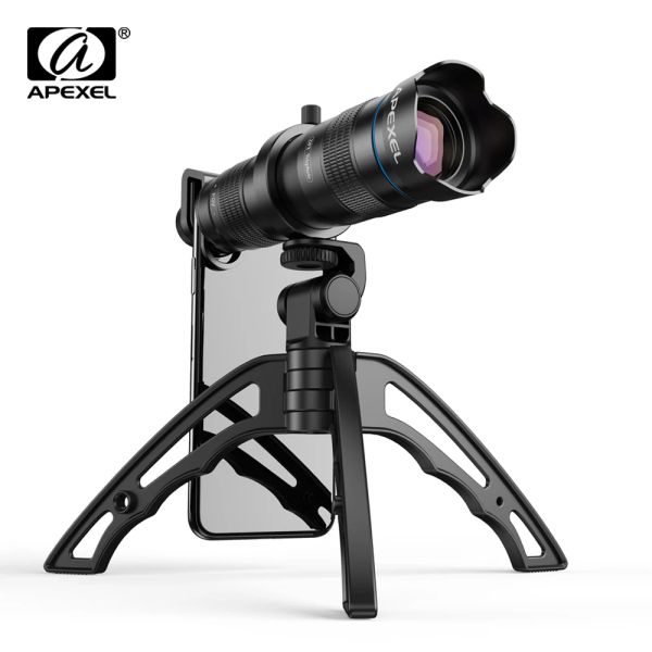 Lente APEXEL Cámara de teléfono óptica Lente HD 28x Telescopio de metal Monocular con mini trípode selfie para iPhone 78 Xiaomi Todos los teléfonos inteligentes