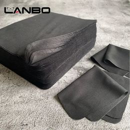 Lens Clothes LANBO 100 pièces couleur noire de haute qualité 15*17 cm chiffon de nettoyage de lunettes en microfibre pour lingettes de nettoyage d'écran de téléphone d'objectif 231109