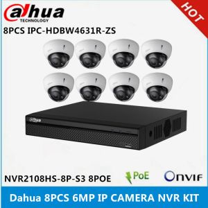Lens Dahua 8 PCS IPCHDBW4631RZS 6MP 2,7 mm ~ 13,5 mm Varifocale gemotoriseerde lens IP -camera NVR2108HS8PS3 8CH met 8POE -poorten 4K NVR