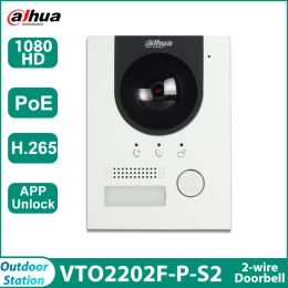 Lens Dahua Doorbell Poe VTO2202FPS2 2WIRE IP Villa Door Station colorée 160 ° Caméra Fisheye avec boîte montée à chasse VTM114 VTM05R