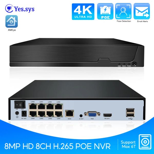 Lens Eyes.SYS 4K 8MP HD 8CH POE CCTV NVR Secure H.265 IP Network Audio Enregistreur vidéo Détection de mouvement pour le système de caméra de surveillance