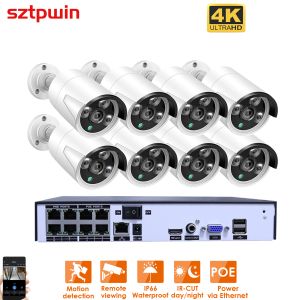 Lens H.265 + 8CH 4K 8MP 5MPPOE SECURITYCAMERA SYSTÈME KIT AUDIO REST