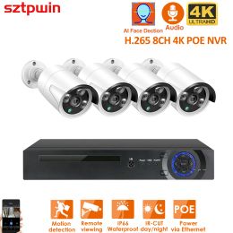 Lens H.265 + 8CH 4K 8MP POE SECURITYCAMERA SYSTÈME KIT ARDIO REST