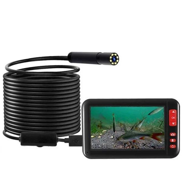 Cámara de pesca de 1080p profesional de lente HD con clasificación impermeable IP68, pantalla de 4.3 pulgadas y 8 luces LED para el hallazgo de pescado submarino