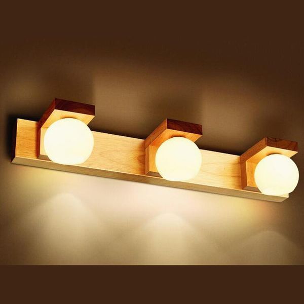 Lámparas artísticas de pared para faros de lente, lámpara de baño de madera Simple A1, gabinete antivaho impermeable, Escandinavia LI629 ZL46