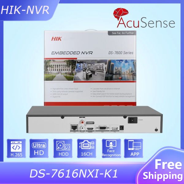 Lens Hik 16CH 1U K Série ACUSENSE 4K NVR DS7616NXIK1 Recordance vidéo de surveillance pour la vue en direct de l'application de caméra IP et télécommande de lecture