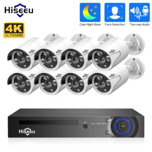 Lens HiseU 4K 8MP POE Sécurité de sécurité Système AI Face Detection 16ch NVR H.265 Recordier vidéo