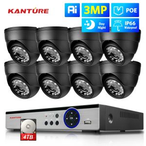 Lens Kanture 8ch 4K CCTV Camera System 3MP AI Détection humaine intérieure POE POE IP CAMER