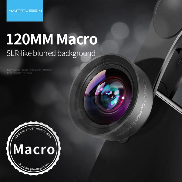 Lente Martvsen 120 mm Lente macro, Profesional 5k HD 10x Super Macro Universal Clip Camera Lente para iPhone Samsung Andriod