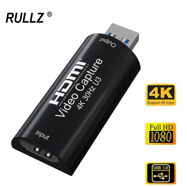 Lente Mini 4K HDMI a USB 3.0 Cadena de grabación de juegos de tarjetas de captura de video para PS4/5 Camera PC PC Obs Live Streaming Full HD 1080p 60fps