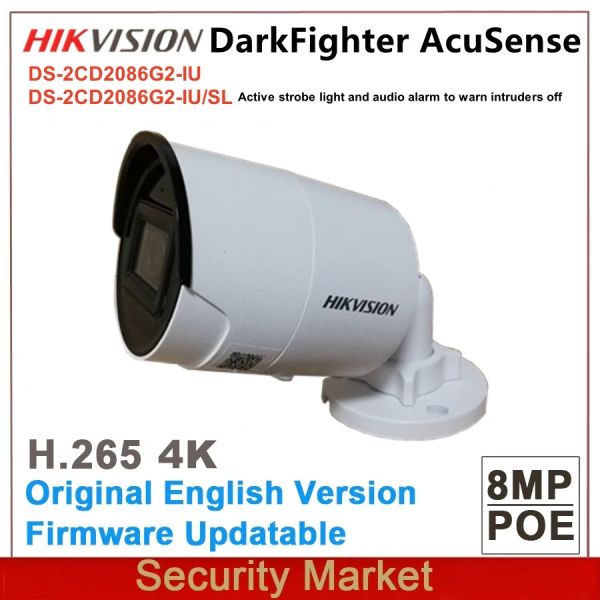 Lens Original Hikvision 4K ACUSENSE DS2CD2086G2IU et DS2CD2086G2IU / SL IP 8MP IR DarkFighter Mini Bullet Network Poe Camera
