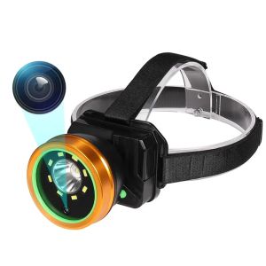 Caméra sportive extérieure de l'objectif avec lampe frontale USB Charges étanche à la caméra vidéo sportive 1080p pour l'enregistrement de travail sur le terrain
