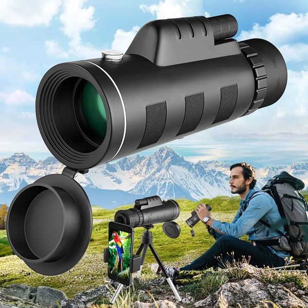 Lente potente 40x60 HD Telescopio Monocular Cámara Zoom Starscope Telescopio Telescopio Clip para accesorios para acampar al aire libre