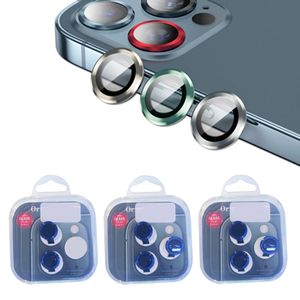 Protecteur d'écran d'objectif de téléphone pour iPhone 12 pro max 11 12mini 3D Full Back Camera Film de verre trempé Boîtier en métal en aluminium avec boîte