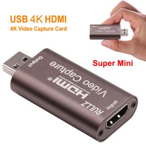 Lens Rullz 4K Audio Video Capture Card HDMI naar USB 2.0 Mini Acquisition Card Live Streaming Plate Camera Switch Game -opnamebord