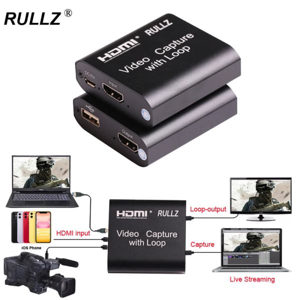 Lente Rullz Loop Out Audio Video Capture Dispositivo HDMI Captura Captura 4K 1080p USB 2.0 GRABBER CAJA DE CONTRADACIÓN EN VIVO PARA CÁMARA DE DVD PS4