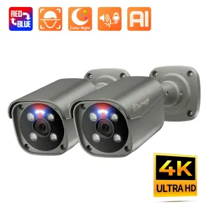 Lens Techage 4K 8MP POE OUTDOOR TWOWAY Audio Bullet IP Camera H.265 Système de surveillance vidéo ONVIF Motion Détection d'email alerte Xmeye