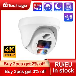 Lens Techage H.265 5MP 8MP 4K Poe IP Camera Ai Human détecté Couleur Night Vision Caméra en dôme intérieur pour le système NVR La vidéosurveillance