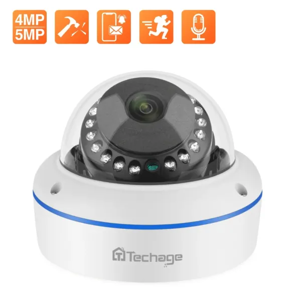Lens Techage Super HD 4MP 5MP POE IP CAMERIE DOME DOME INDOOR EPLOSION INCLORIE CCTV AUDIO RECROST P2P